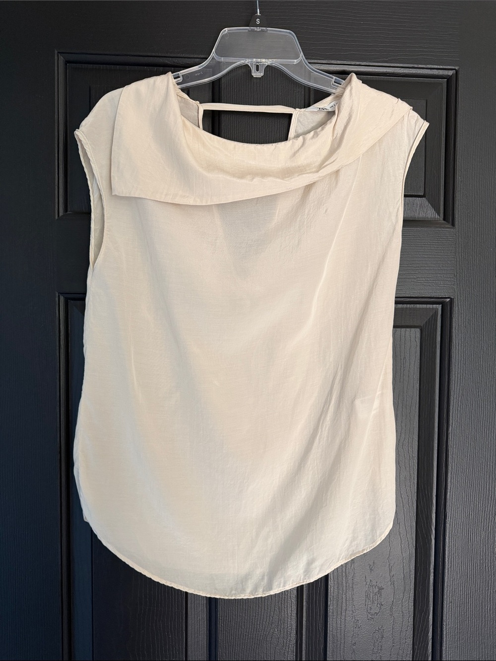Zara Cream Sleeveless Draped Collar Camisole